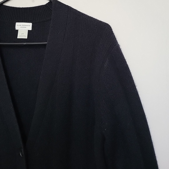 Unworn Club Monaco Black Cashmere Button Front Long Cardigan - Picture 6 of 11
